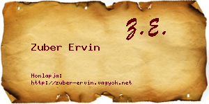 Zuber Ervin névjegykártya